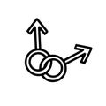 Gay symbol.Two male sex symbols isolated on a white background Royalty Free Stock Photo