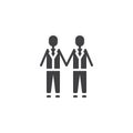 Gay wedding couples holding hands vector icon