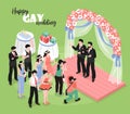 Gay Wedding Isometric Illustration Royalty Free Stock Photo