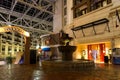 Gaylord Texan Resort interior. Flags of Texas over indoor fountain