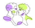 Gays kiss outline art