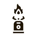 Gaz Cylinder With Fire For Cooking glyph icon