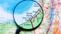 Gaza Strip maginified on Map Zoom close photo with high quality resolution.