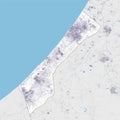 Gaza Strip map. Detailed topography shape of political administrative area with buildings. Palestinian district in Middle East