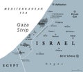 Gaza Strip and surroundings, Palestinian territory, gray political map