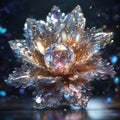Crystal Flower crafted from shimmering crystals, Generative Ai