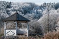 Gazebo in blue frost. Royalty Free Stock Photo