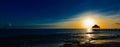 Gazebo bridge Caribbean sea at sunset Royalty Free Stock Photo