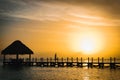 Gazebo bridge sea at sunset caribbean dominican Royalty Free Stock Photo