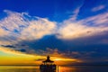 Gazebo bridge sea at sunset Royalty Free Stock Photo