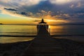 Gazebo bridge sea at sunset Royalty Free Stock Photo