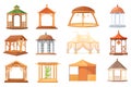 Gazebo. Cartoon pergola for summer house, outdoor stand alcove canopy beach pavilion or garden tent shelter, bower patio