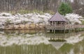 Gazebo with Cherry Trees in Bloom at Meadowlark Regional Park Vienna Virginia Royalty Free Stock Photo