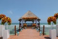 Gazebo. Flowers. Mexico. Ocean view. Caribbean gazebo Royalty Free Stock Photo