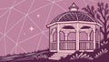 Gazebo Inside Geodesic Structure, Modern Landscape Art, vector design Generative AI Royalty Free Stock Photo