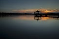 Gazebo in Lake with Sunset Royalty Free Stock Photo