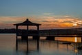 Gazebo in Lake with Sunset Royalty Free Stock Photo