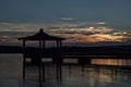 Gazebo in Lake with Sunset Royalty Free Stock Photo