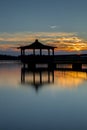Gazebo in Lake with Sunset Royalty Free Stock Photo