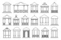 Gazebo of pergola vector outline set icon. Isolated outline set icon garden bower.Vector illustration gazebo of pergola