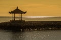 Gazebo on Sanur Beach during sunrise, Bali Island, Indonesia Royalty Free Stock Photo