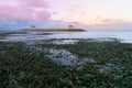 Gazebo in sanur beach during sunset with birds Royalty Free Stock Photo