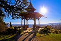 Gazebo in Schlossberg hill park with spectacular Graz view Royalty Free Stock Photo