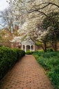 Gazebo and spring colors at Carlyle House Historic Park, in Alexandria, Virginia Royalty Free Stock Photo