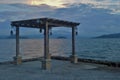 Gazebo by Taal Lake at Sunset Royalty Free Stock Photo