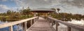 Gazebo on a wooden secluded, tranquil boardwalk