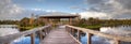 Gazebo on a wooden secluded, tranquil boardwalk