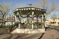 Gazebo wrapped in Christmas dÃ¯Â¿Â½cor is in park in Old Town of Albuquerque, New Mexico