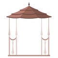 Gazebos pergola style. Architecture wooden bower flat cartoon icon. Pavilion structure, city park or gardens area