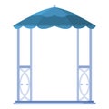 Gazebos pergola style. Architecture wooden bower flat cartoon icon. Pavilion structure, city park or gardens area