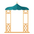 Gazebos pergola style. Architecture wooden bower flat cartoon icon. Pavilion structure, city park or gardens area