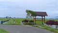 gazebos rice field in indonesia village