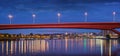 Gazela bridge Sava River by night, old Belgrade, Serbia Royalty Free Stock Photo