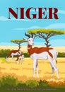 Gazella dama in air and tenere national park in niger illustration best for travel poster Royalty Free Stock Photo