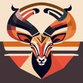 Gazelle head with horns. Vector illustration in flat style. Generative AI