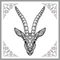Gazelle head zentangle arts, isolated on white background