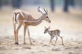 gazelle with newborn in gentle stride