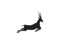 Gazelle silhouette jump black antelope. Ghazal run vector stand side view illustration isolated on white background Royalty Free Stock Photo