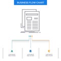 Gazette, media, news, newsletter, newspaper Business Flow Chart Design with 3 Steps. Line Icon For Presentation Background