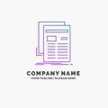 Gazette, media, news, newsletter, newspaper Purple Business Logo Template. Place for Tagline