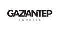 Gaziantep in the Turkey emblem. The design features a geometric style, vector illustration with bold typography in a modern font.