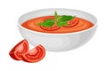 Gazpacho or Cold Soup of Tomatoes as Spanish Cuisine Dish Served in Bowl Vector Illustration Royalty Free Stock Photo