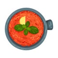 Gazpacho or Cold Soup of Tomatoes as Spanish Cuisine Dish Served in Bowl Vector Illustration Royalty Free Stock Photo