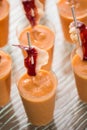 Gazpacho sorbet with Iberian ham skewer