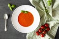 Gazpacho tomato soup on black background Royalty Free Stock Photo