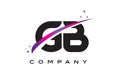 GB G B Black Letter Logo Design with Purple Magenta Swoosh